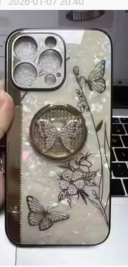 White Luxury Sparkle Glitter Diamond Rhinestone Phone Case with Butterfly